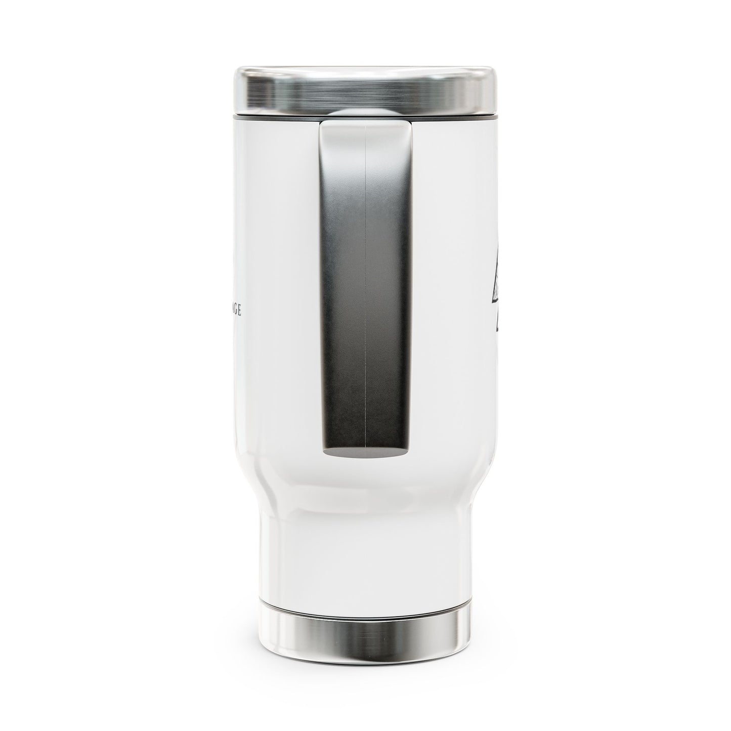 Adventure-Ready Stainless Steel Travel Mug - 14oz with Handle, 'Live With Courage' Design