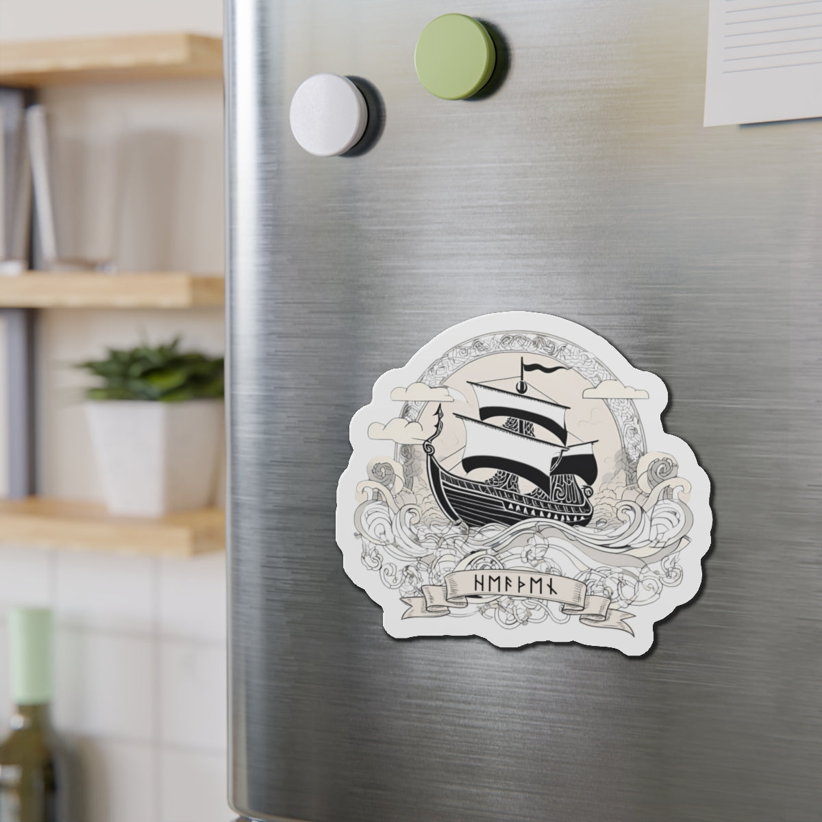 Nautical Adventure Die-Cut Magnets - Viking Ship Design for Home Decor, Kitchen Accessories, Norse Gods Lovers, Gifts