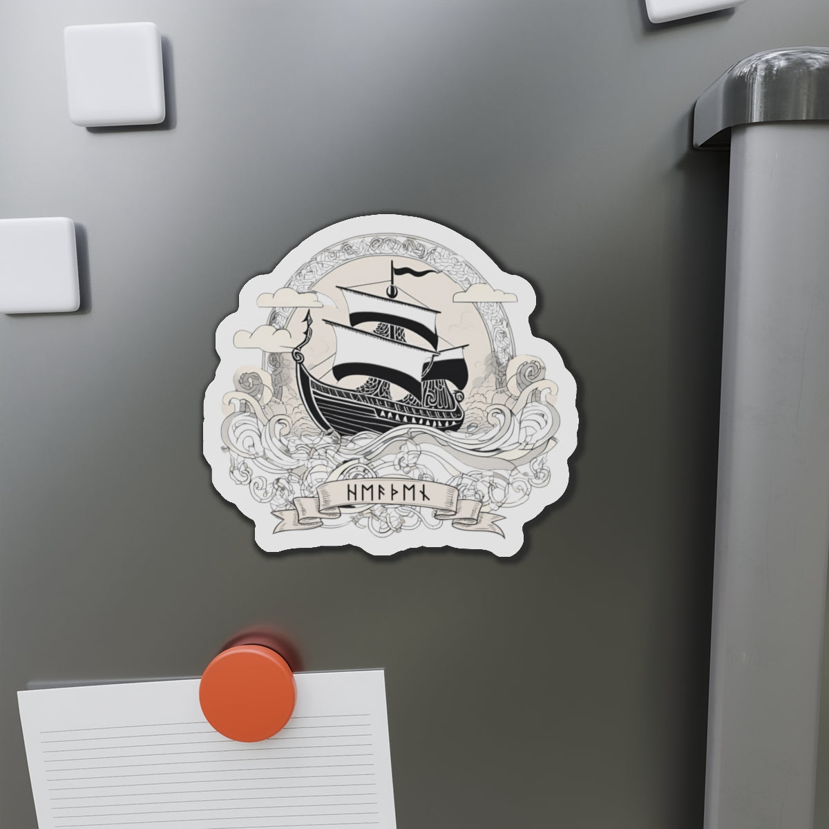 Nautical Adventure Die-Cut Magnets - Viking Ship Design for Home Decor, Kitchen Accessories, Norse Gods Lovers, Gifts