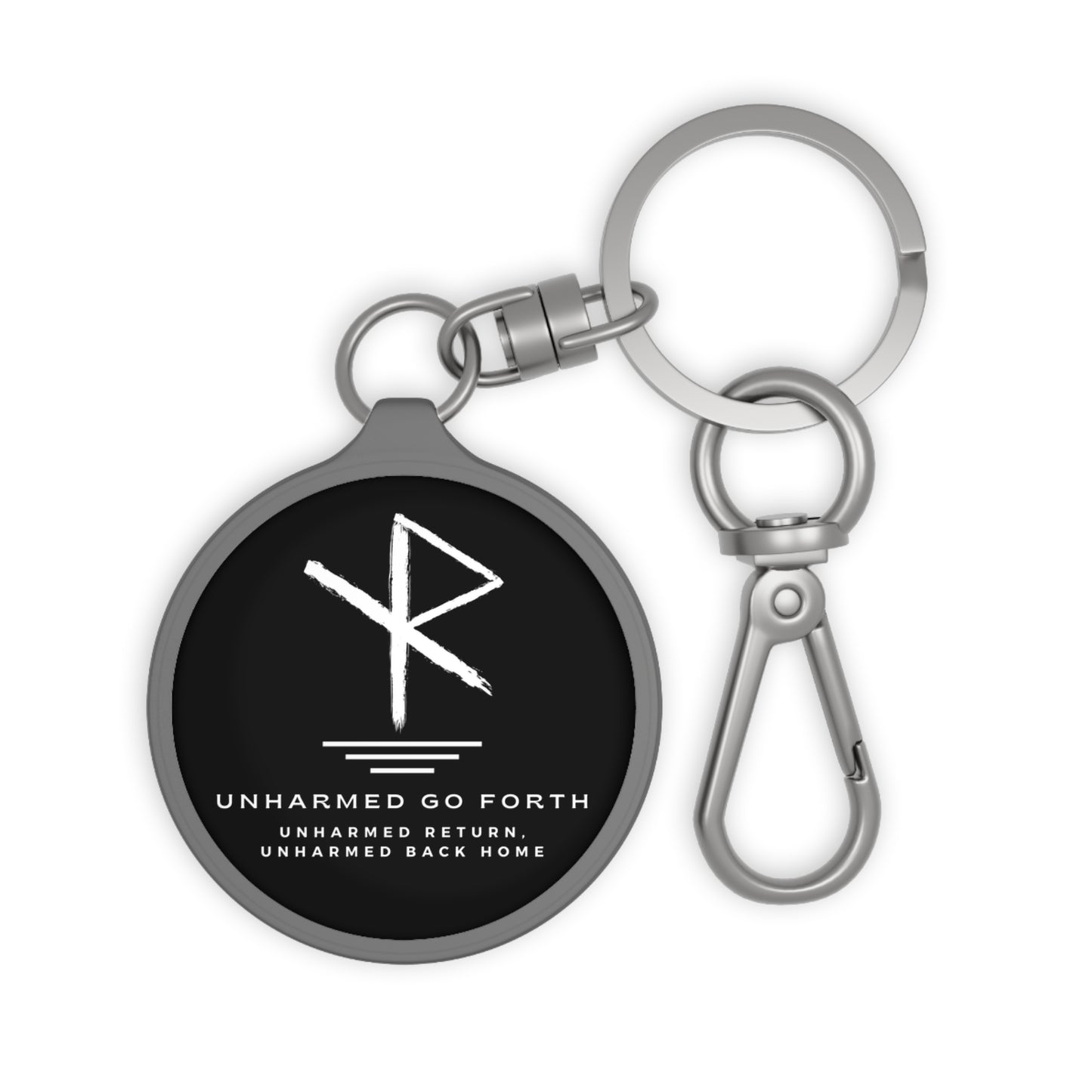 Inspirational Keyring Tag - Frigg’s Blessing - Viking Travel Rune Unharmed Go Forth