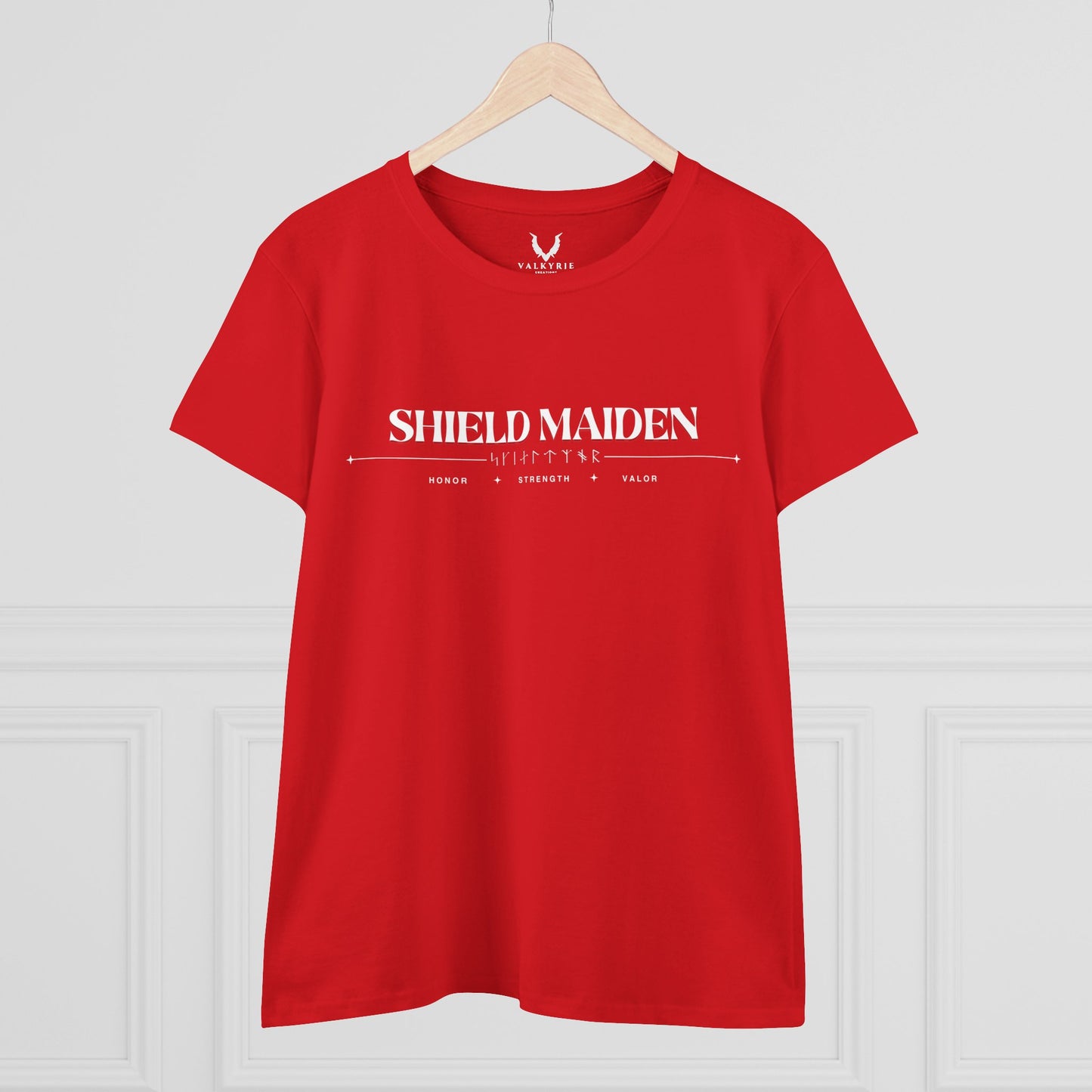 Women’s Tee - Shield Maiden, Strength, Honor, Casual Wear, Viking Inspired, Gifts for Her, Feminist Apparel