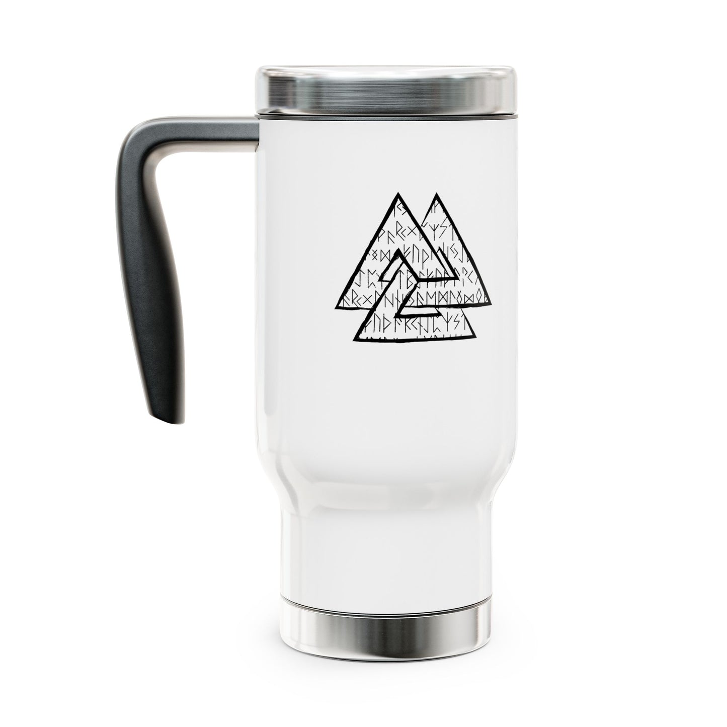 Adventure-Ready Stainless Steel Travel Mug - 14oz with Handle, 'Live With Courage' Design