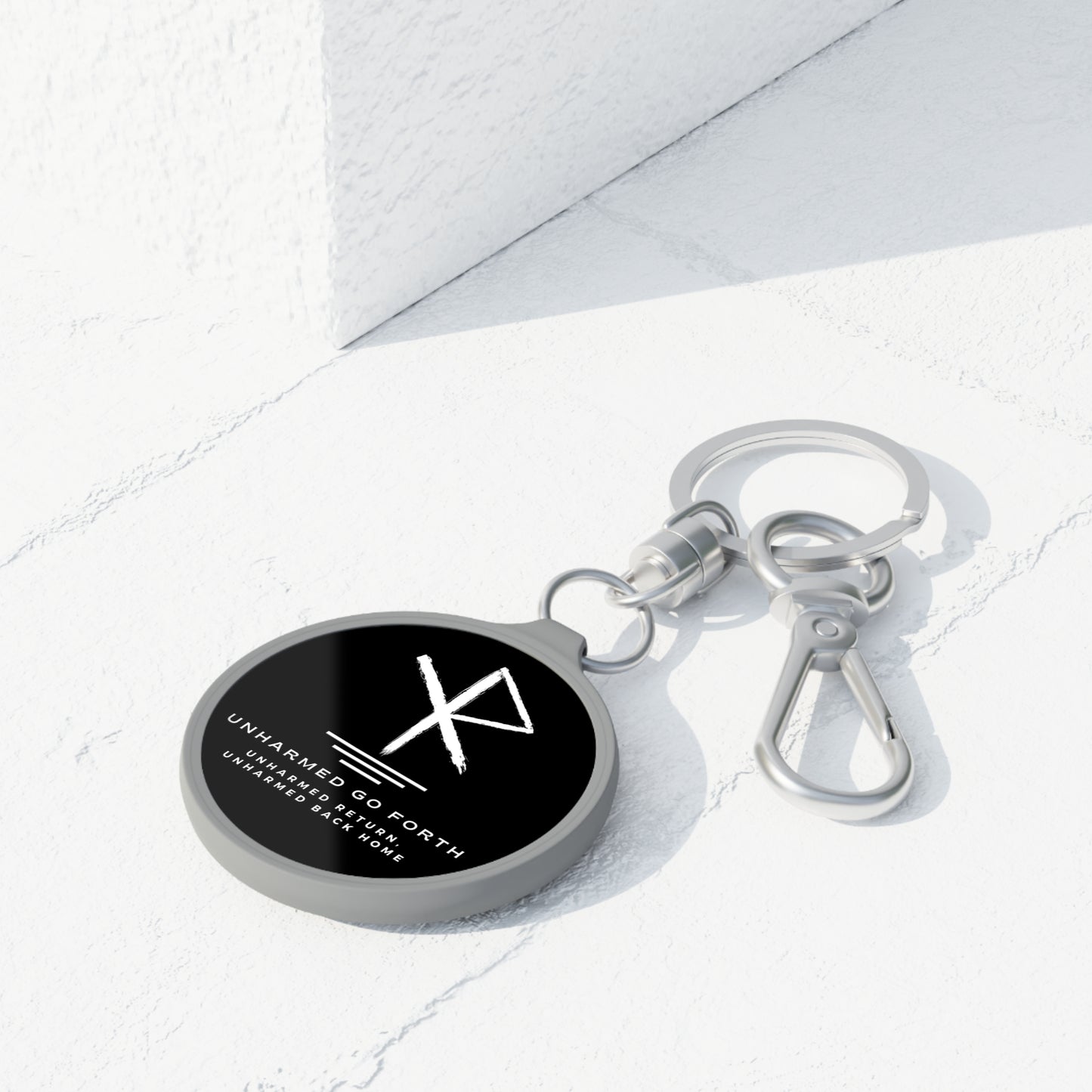 Inspirational Keyring Tag - Frigg’s Blessing - Viking Travel Rune Unharmed Go Forth
