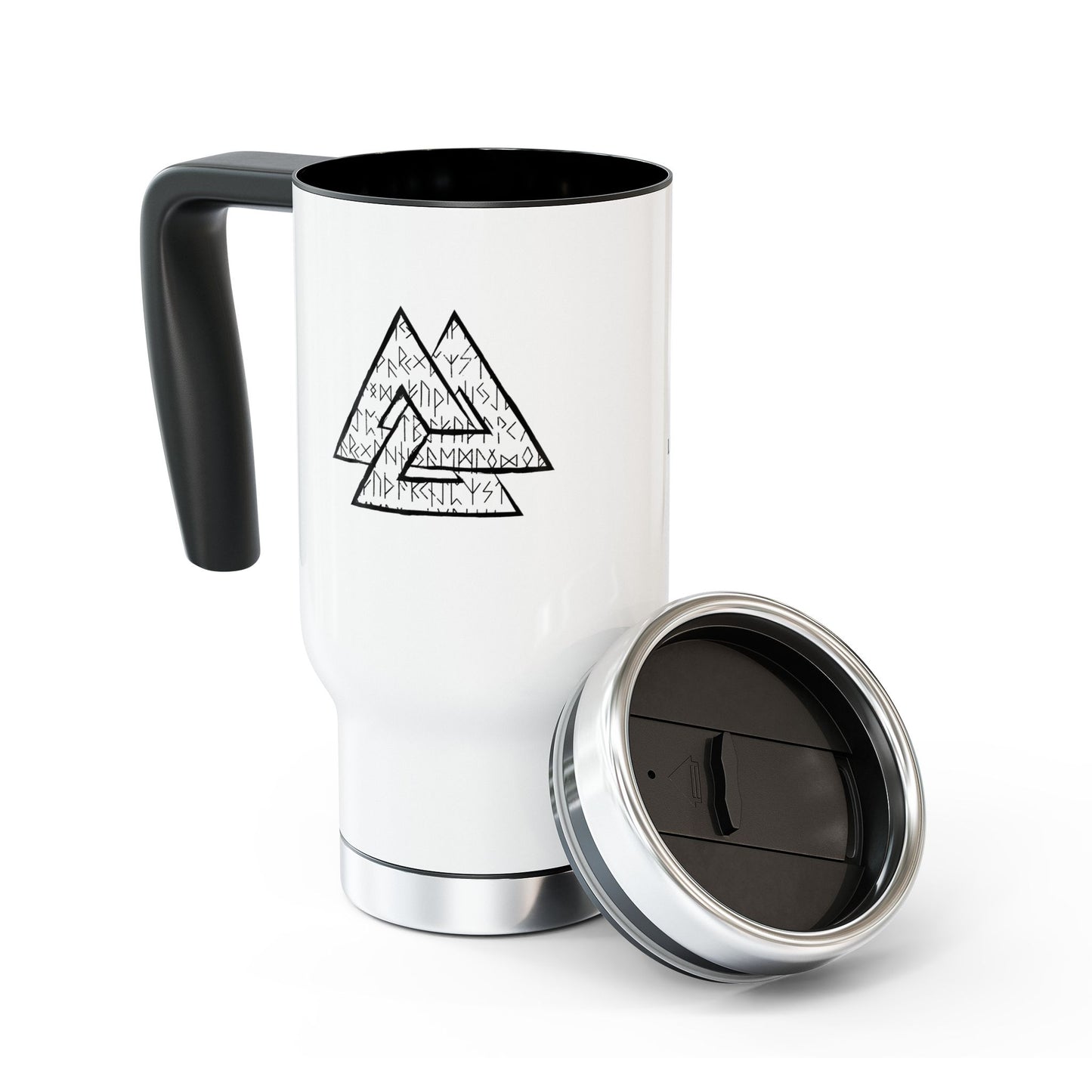 Adventure-Ready Stainless Steel Travel Mug - 14oz with Handle, 'Live With Courage' Design