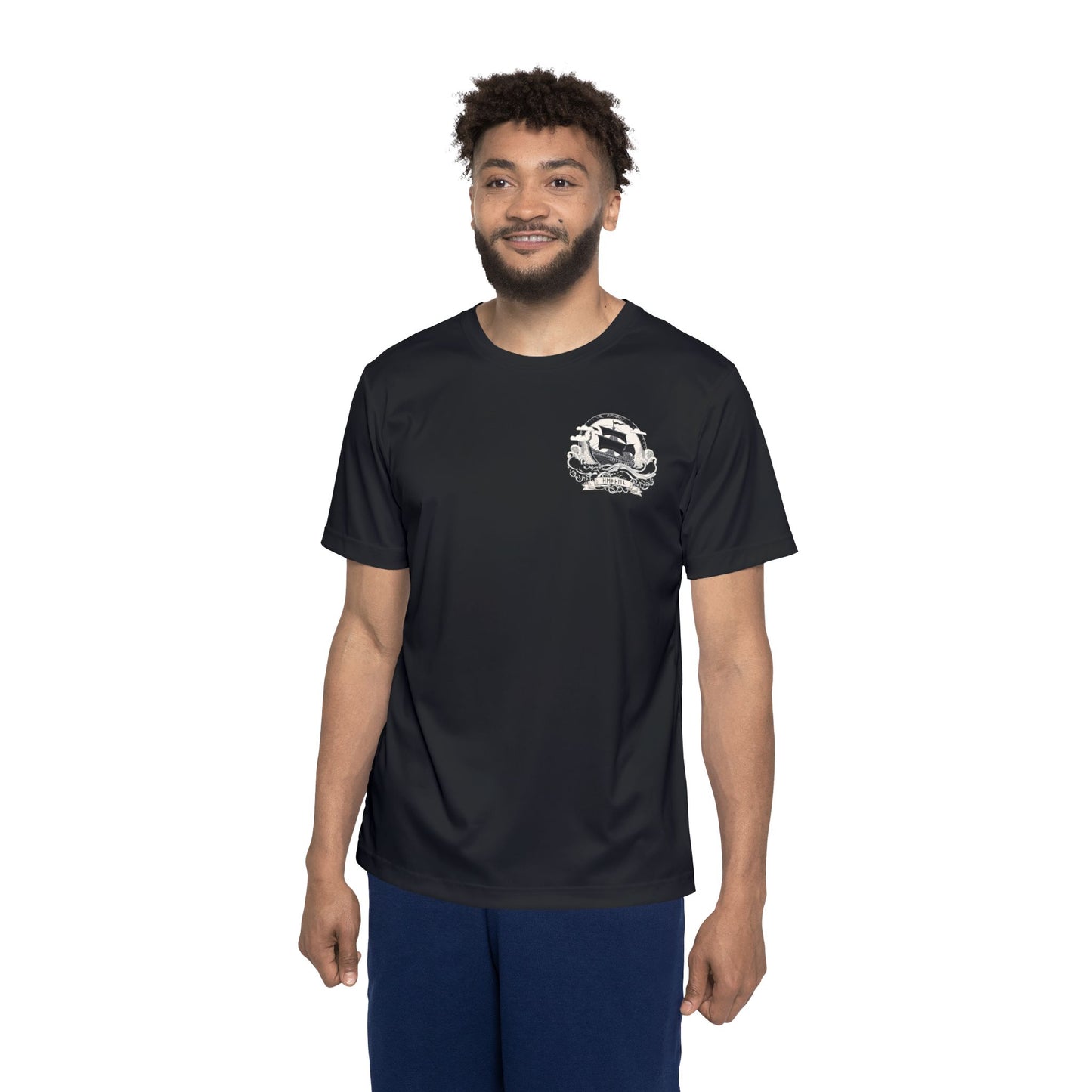 Heathen Nordic Rune Athletic Shirt - Viking Ship Design