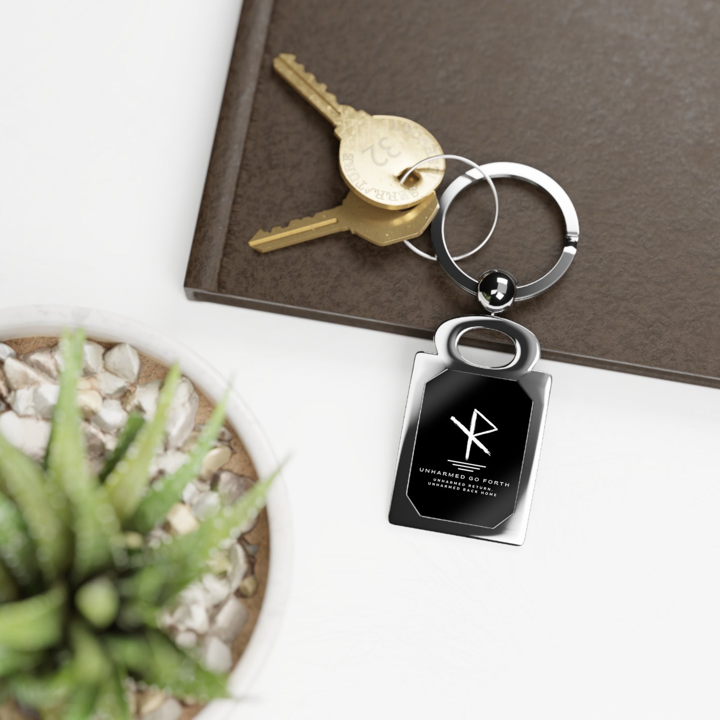 Inspirational Keyring - Frigg’s Blessing - Viking Travel Rune Unharmed Go Forth