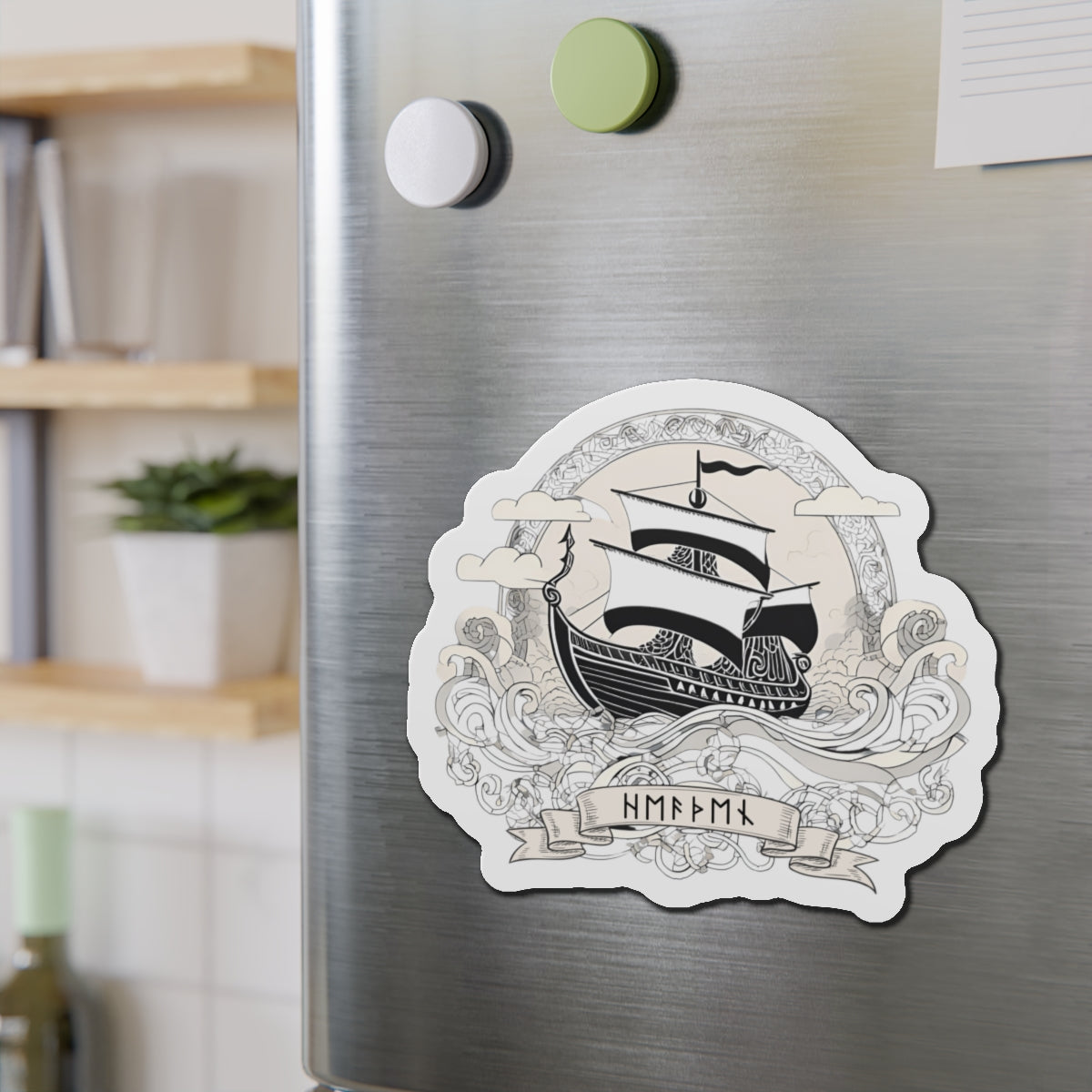 Nautical Adventure Die-Cut Magnets - Viking Ship Design for Home Decor, Kitchen Accessories, Norse Gods Lovers, Gifts