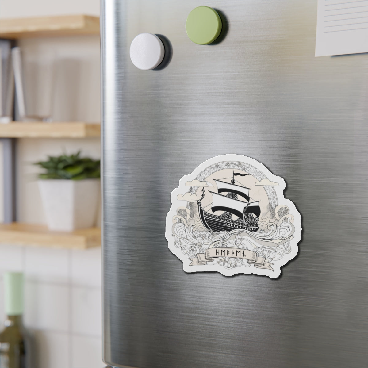 Nautical Adventure Die-Cut Magnets - Viking Ship Design for Home Decor, Kitchen Accessories, Norse Gods Lovers, Gifts