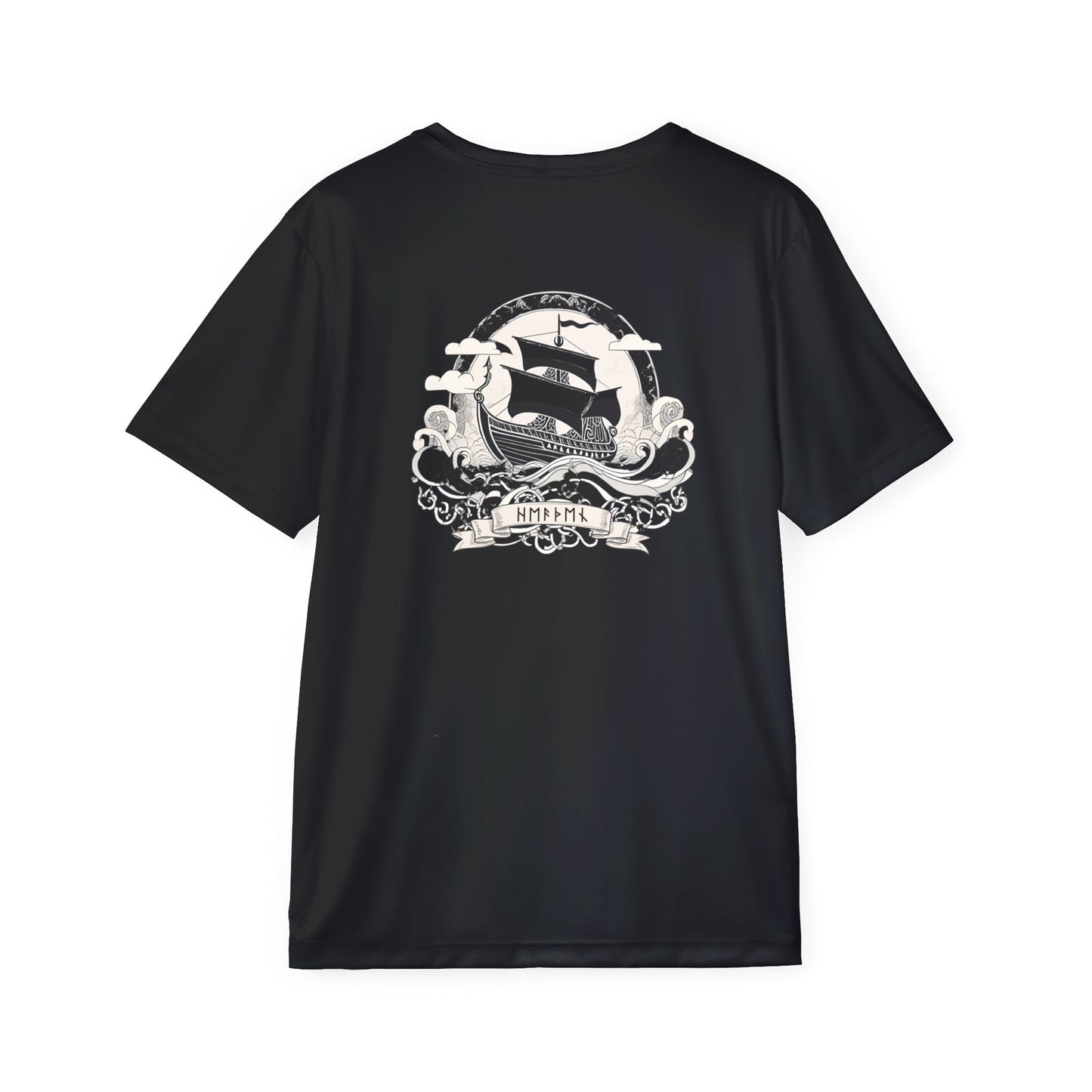 Heathen Nordic Rune Athletic Shirt - Viking Ship Design