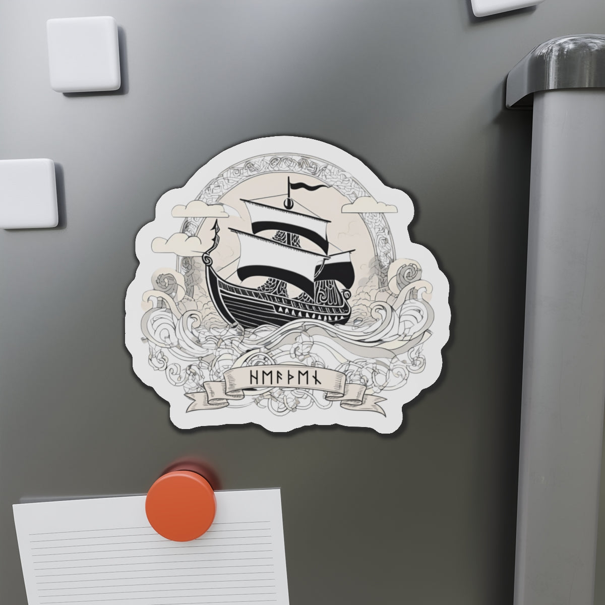 Nautical Adventure Die-Cut Magnets - Viking Ship Design for Home Decor, Kitchen Accessories, Norse Gods Lovers, Gifts