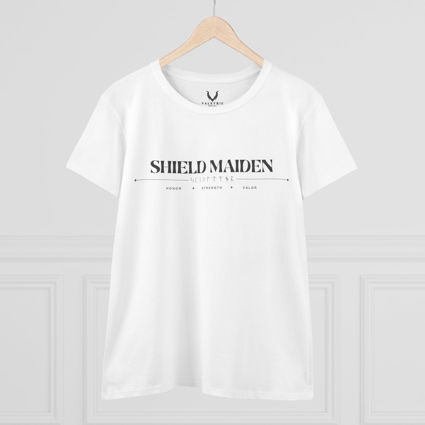 Women’s Tee - Shield Maiden, Strength, Honor, Casual Wear, Viking Inspired, Gifts for Her, Feminist Apparel