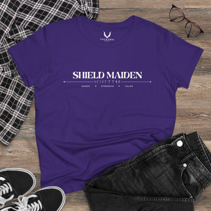Women’s Tee - Shield Maiden, Strength, Honor, Casual Wear, Viking Inspired, Gifts for Her, Feminist Apparel